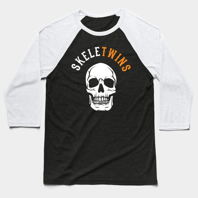 Matching Halloween Twins Costume Skeletwins Skeletons Baseball T-Shirt by PodDesignShop